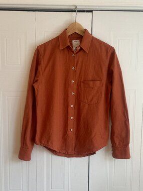 Power Of My People (POMP) Proper Fit Button Down Shirt - Rust Orange -XS Cotton